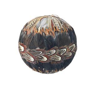 Large Feather Flocked Orb Ball Ornament Christmas Holiday Festive